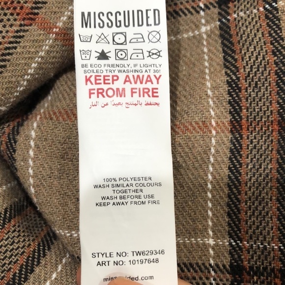 Missguided Shacket Shirt Jacket Size 4 Brown Plaid - Picture 6 of 9